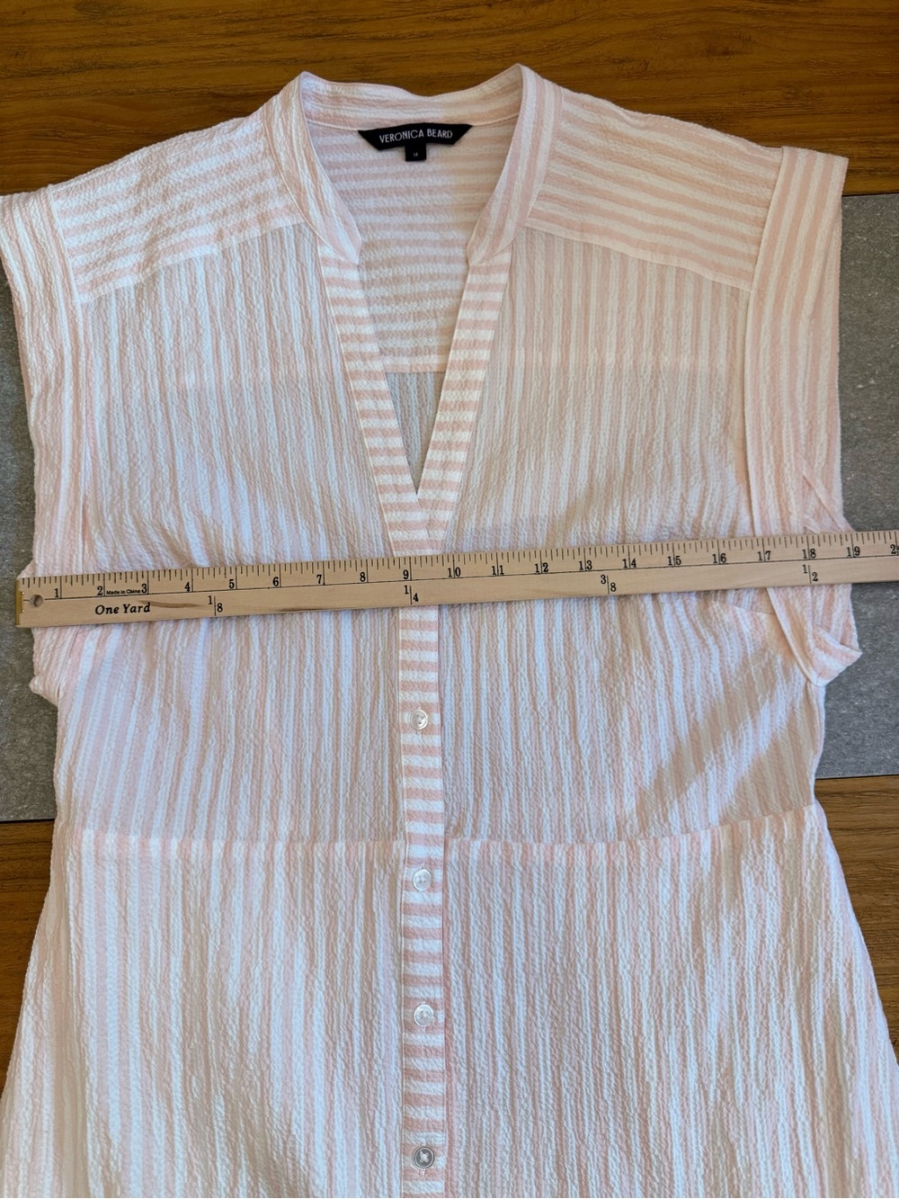 Veronica Beard Avella Pink and White Striped Mini Dress Size 14 - Picture 3 of 8